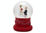 Sweet Love Proposal Couple Snow Globe – Red Romantic Musical LED Lights Water Glitter Showpiece for Anniversary, Valentine Gift & Home Décor