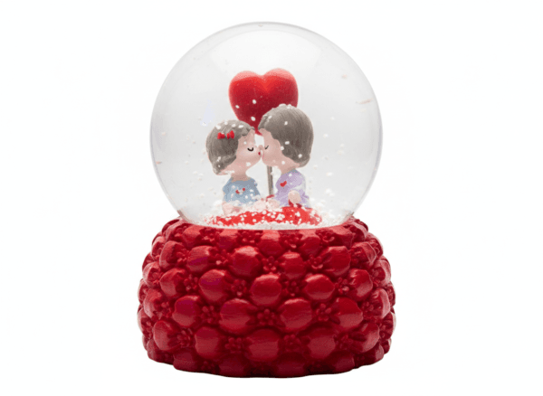 Sweet Love Proposal Couple Snow Globe – Red Romantic Musical LED Lights Water Glitter Showpiece for Anniversary, Valentine Gift & Home Décor