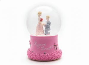 Sweet Love Proposal Couple Snow Globe – Pink Romantic Musical LED Lights Water Glitter Showpiece for Anniversary, Valentine Gift & Home Décor